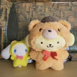 Sanrio Boys Pompompurin and Cinnamaroll Plush dressed as bowtie bears Latte Kuma